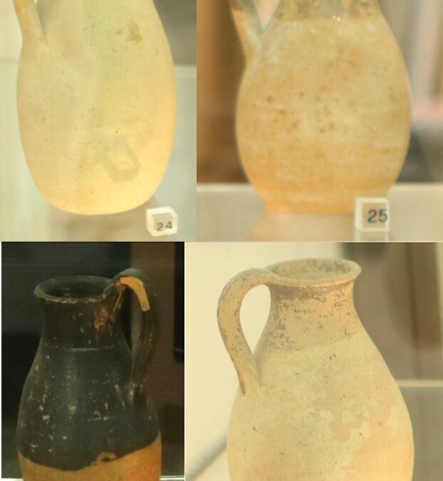Olpette di argilla figulina parzialmente verniciate
