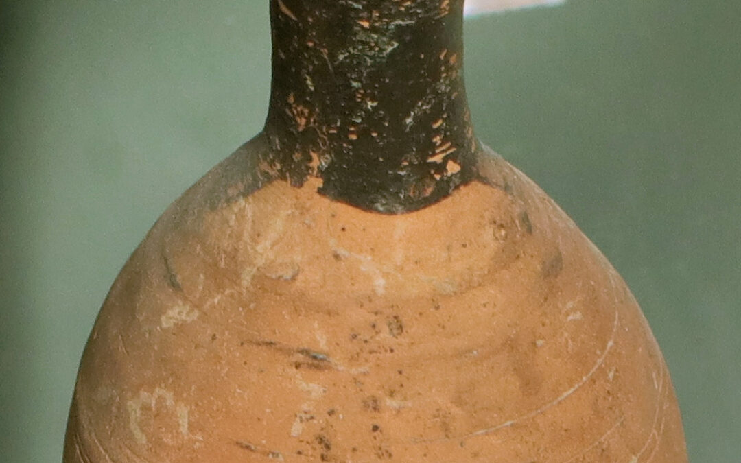 Balsamario parzialmente verniciato in argilla figulina