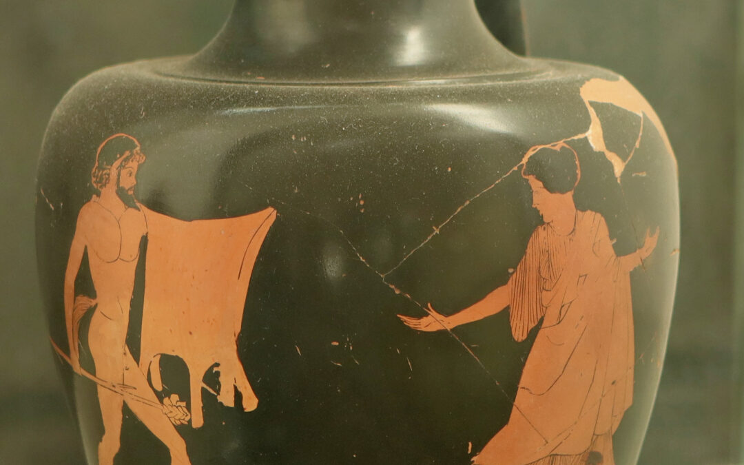 Oinochoe trilobata a figure rosse