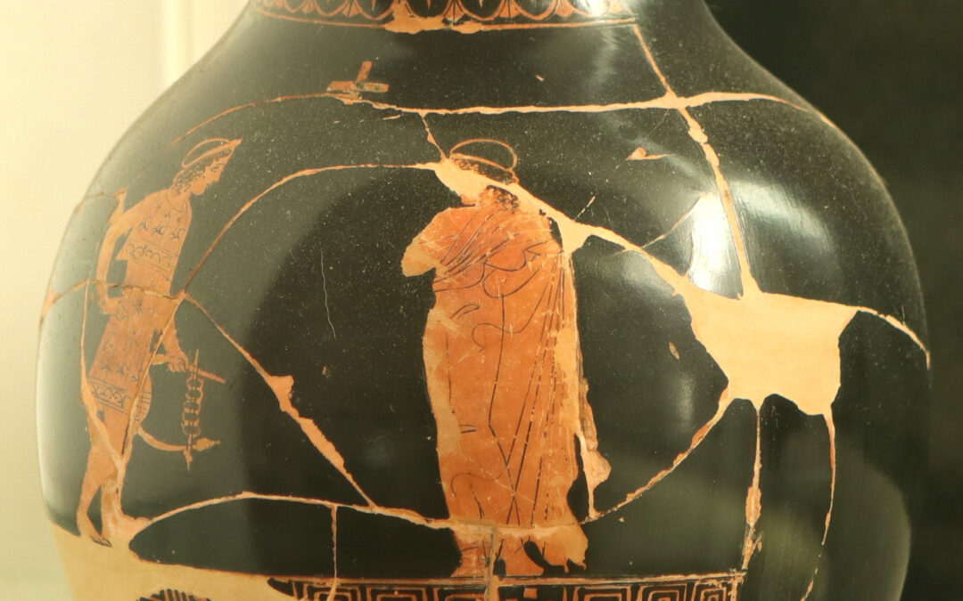 Oinochoe trilobata a figure rosse